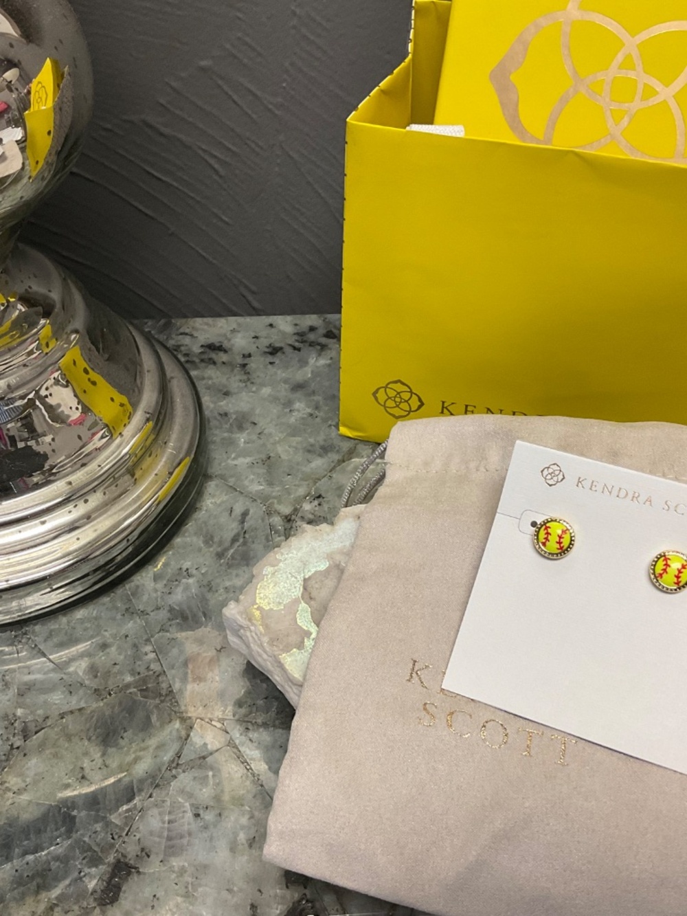 Kendra Scott Softball Gold Stud Earrings - Picture 2 of 4